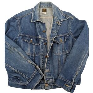 Vintage Lee Riders Denim Trucker Jacket Mens 44 Reg Medium Wash Blue Made in USA